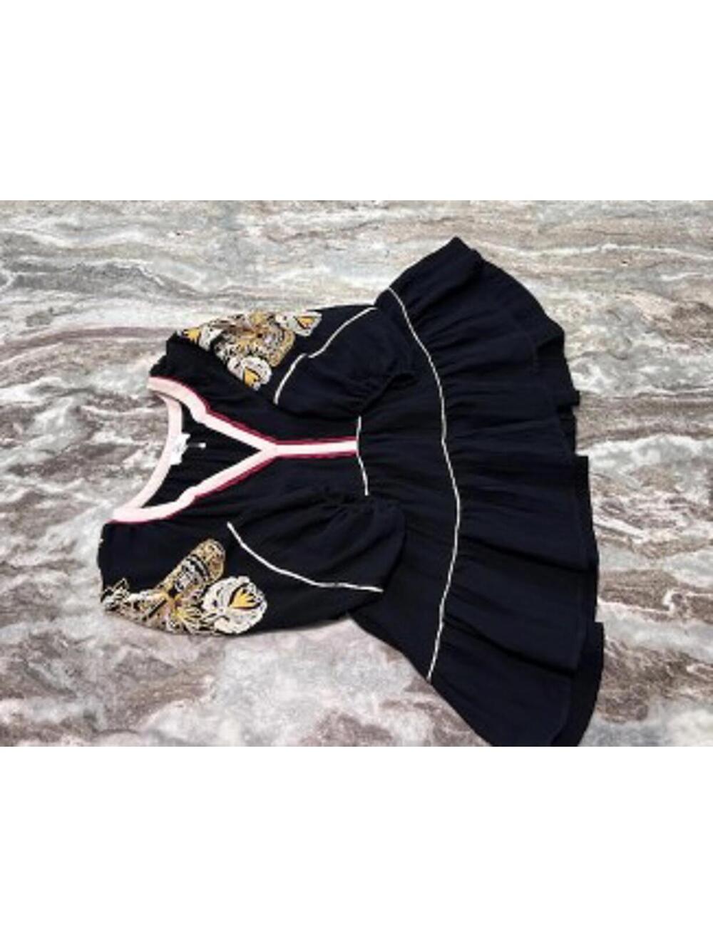 🖤 Entro Black Embroidered Peasant Top S Effortless & Pretty - Picture 4 of 7